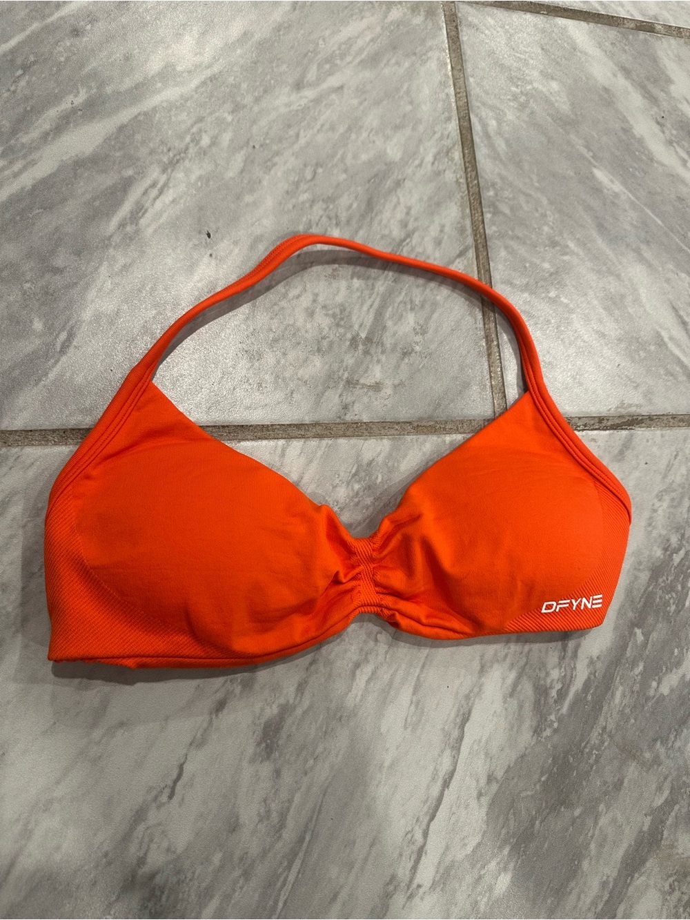 DFYNE Womens Orange Halter Gym Bra Size M